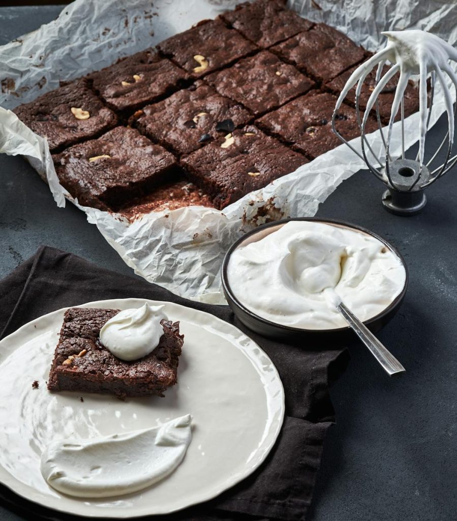 Brownie with Whipped Cream